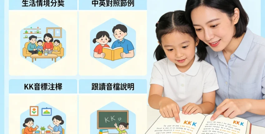 兒童英語會話300句｜29個生活情境完整分類，中英對照＋KK音標＋跟讀音檔