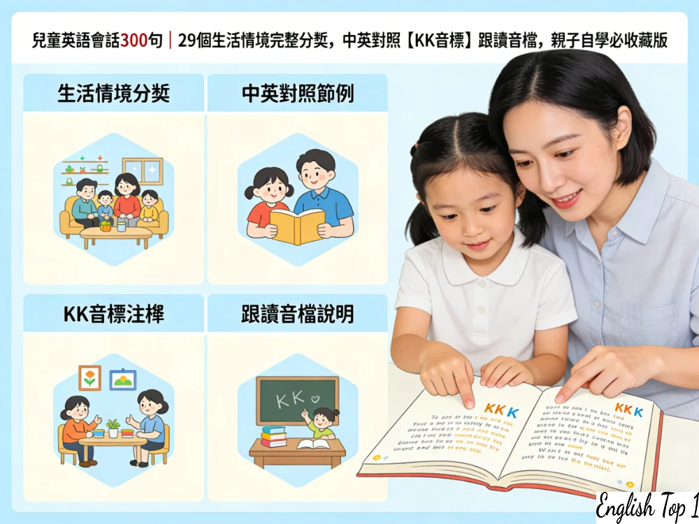 兒童英語會話300句｜29個生活情境完整分類，中英對照＋KK音標＋跟讀音檔