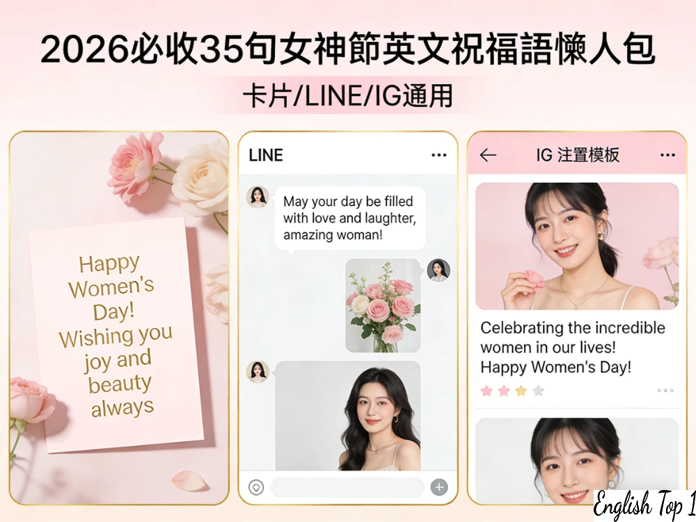 女神節快樂英文｜2026必收35句祝福語懶人包：卡片/LINE/IG都能用